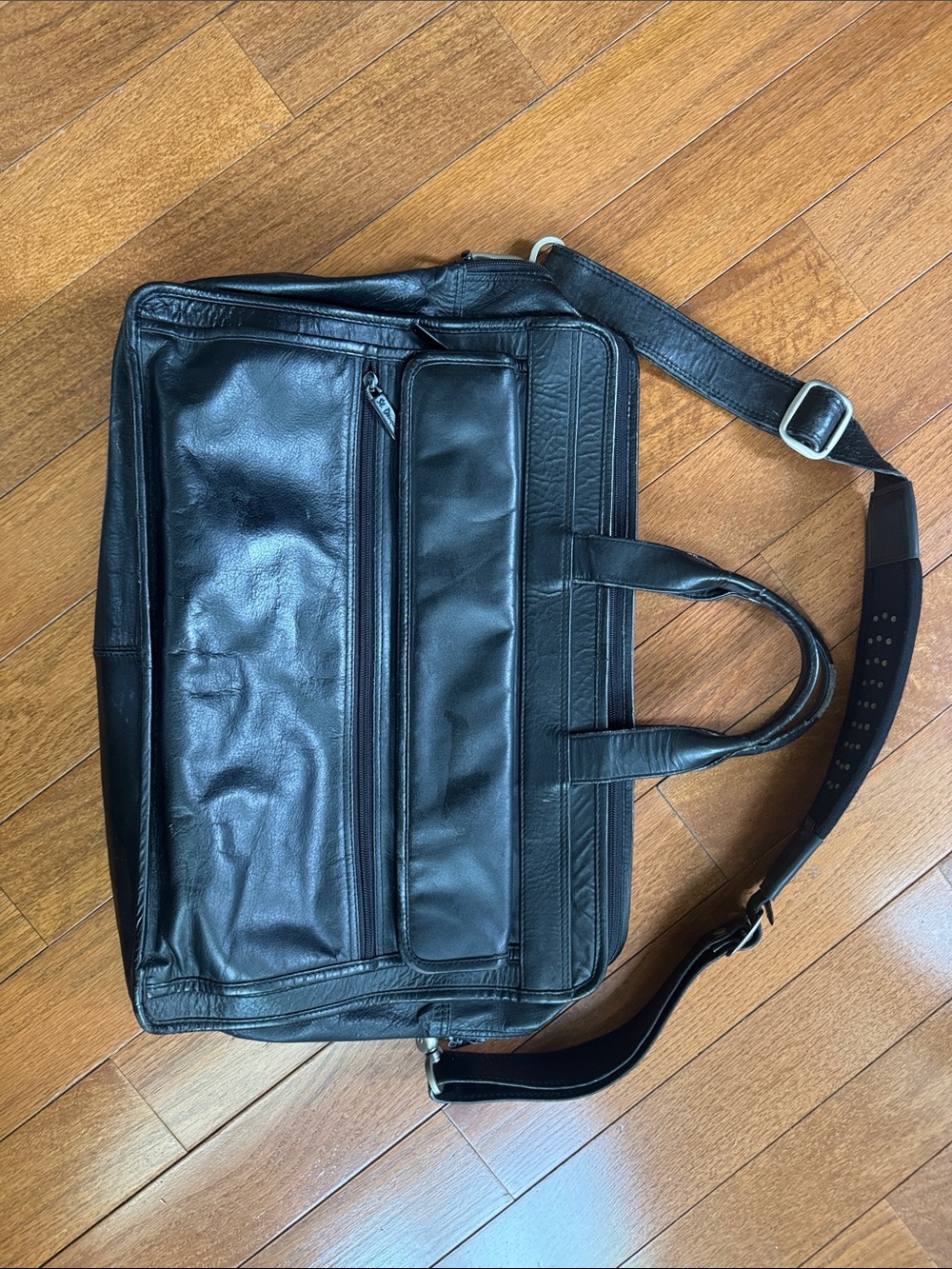 Black Leather Briefcase Shoulder Bag